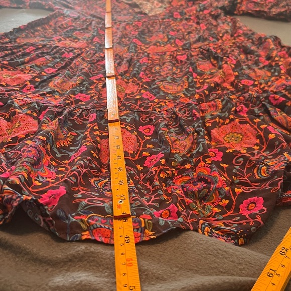 Natural Life XXL Boho Floral Flare Sleeve Babydoll Midi Dress 100% Rayon - Picture 9 of 9